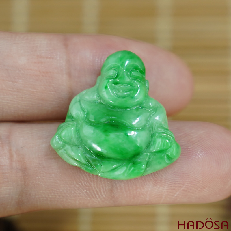 Mặt Di Lặc Ngọc Cẩm Thạch xanh lí 22x22x5mm