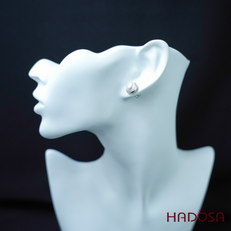 Bông tai ngọc trai 8mm bạc 950