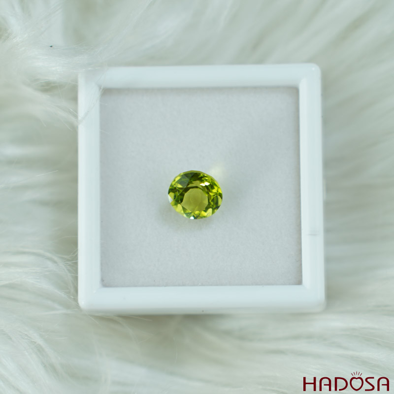 Mặt đá Peridot tròn 9mm 5A