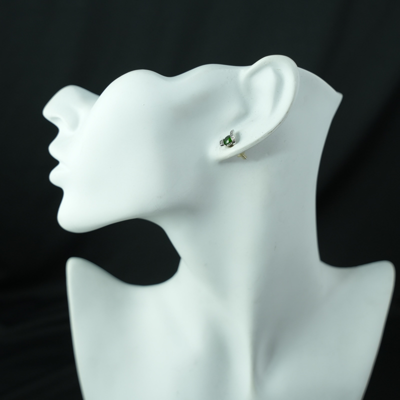 Hoa tai đá Diopside 5mm bạc 925