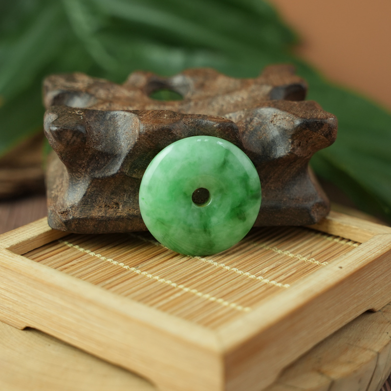 Mặt đồng điếu Cẩm Thạch xanh tươi vân bông 28mm