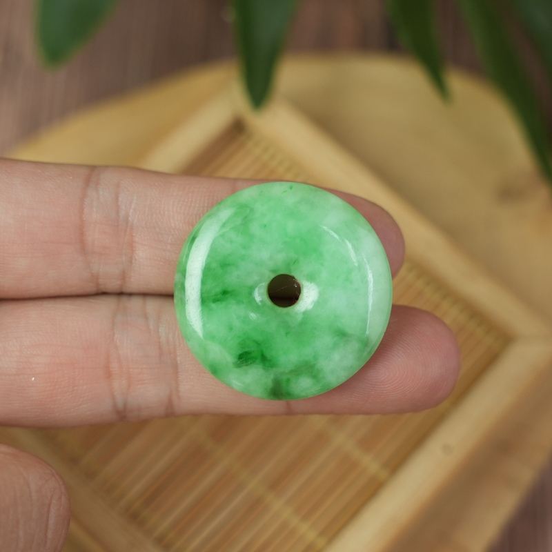 Mặt đồng điếu Cẩm Thạch xanh tươi vân bông 28mm