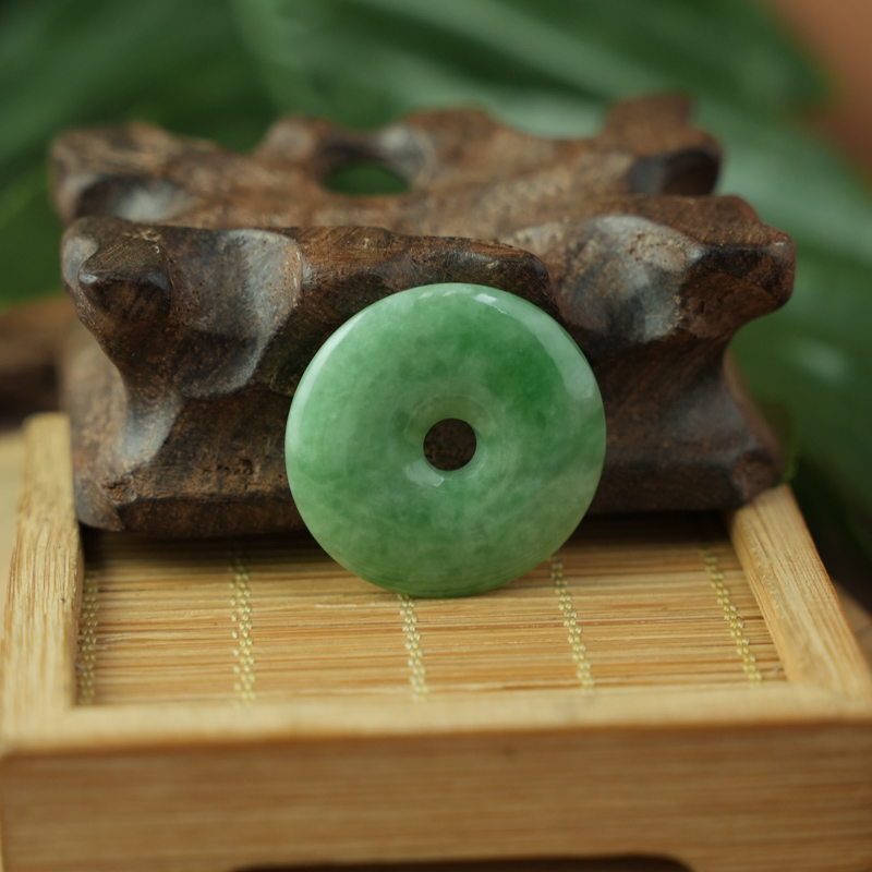 Mặt đồng điếu Cẩm Thạch xanh đậu 30mm