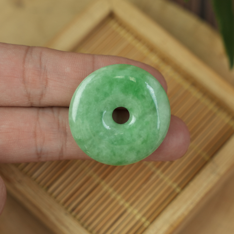 Mặt đồng điếu Cẩm Thạch xanh đậu 30mm