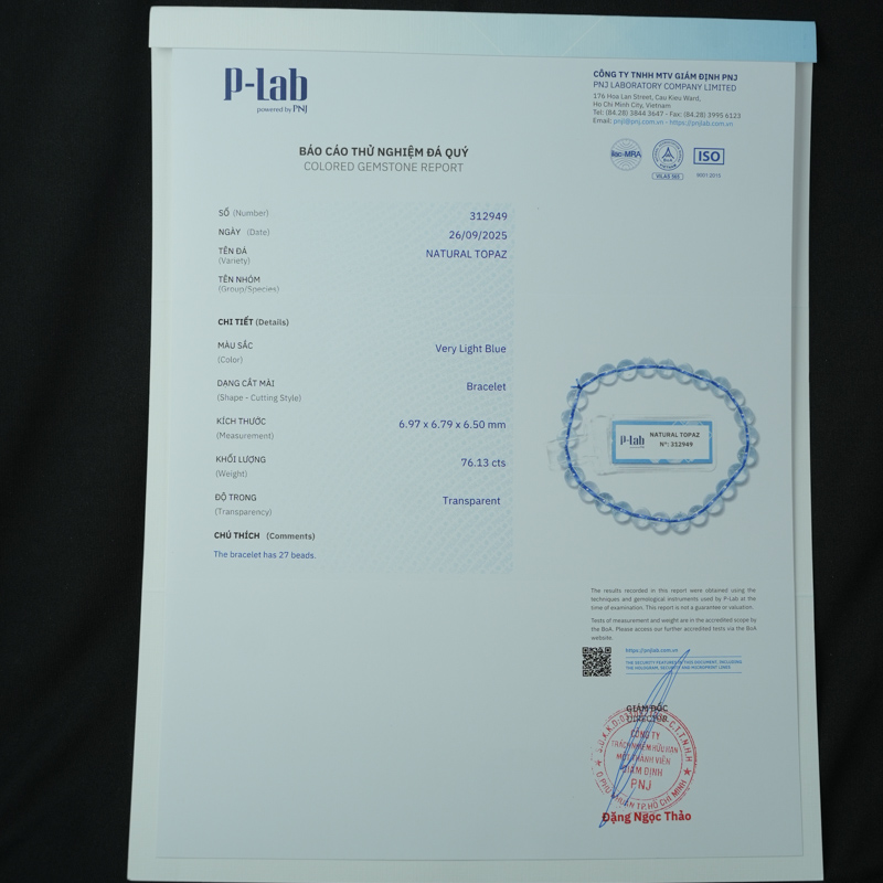 Vòng Topaz xanh 06mm 6A