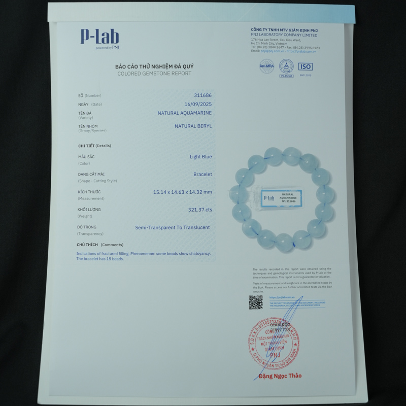 Vòng tay Aquamarine 14mm 6A