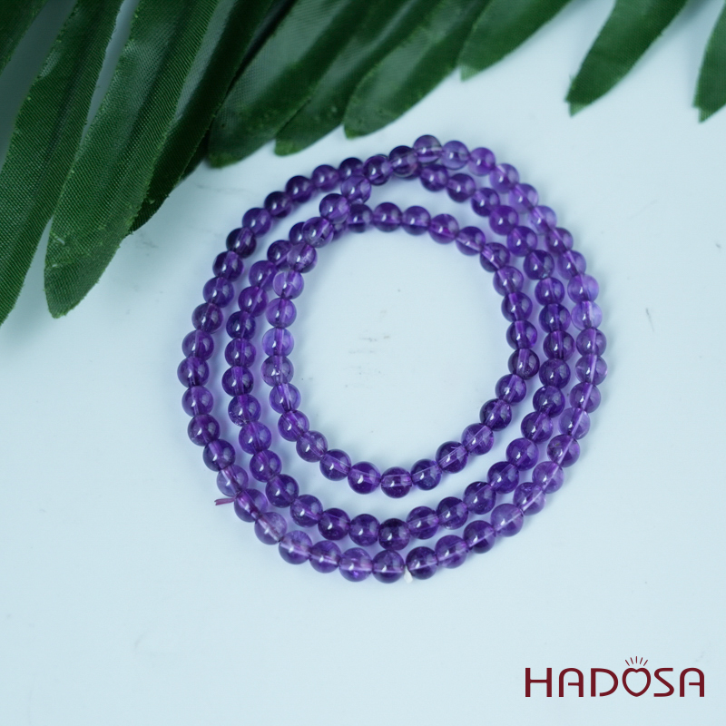Vòng cuốn đá thạch anh tím 5mm chuẩn 6A