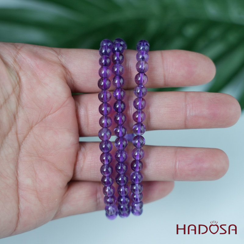 Vòng cuốn đá thạch anh tím 5mm chuẩn 6A