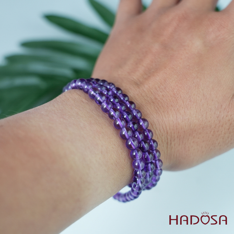 Vòng cuốn đá thạch anh tím 5mm chuẩn 6A