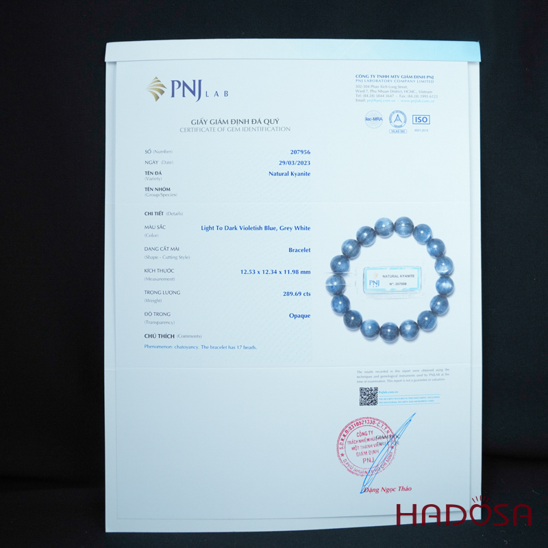 Vòng đá Kyanite 12mm chuẩn 5A