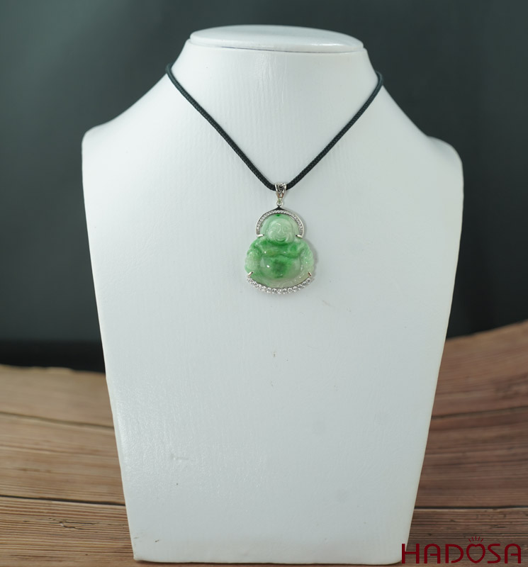 Mặt Di Lặc Cẩm Thạch xanh lí 33x27mm