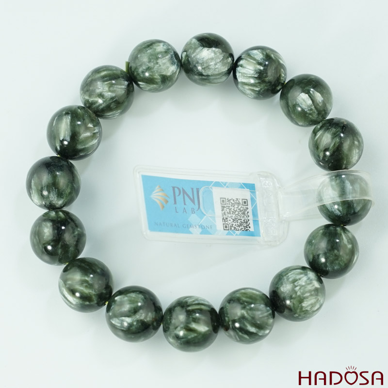 Vòng tay đá Mắt Rồng xanh 14mm 5A