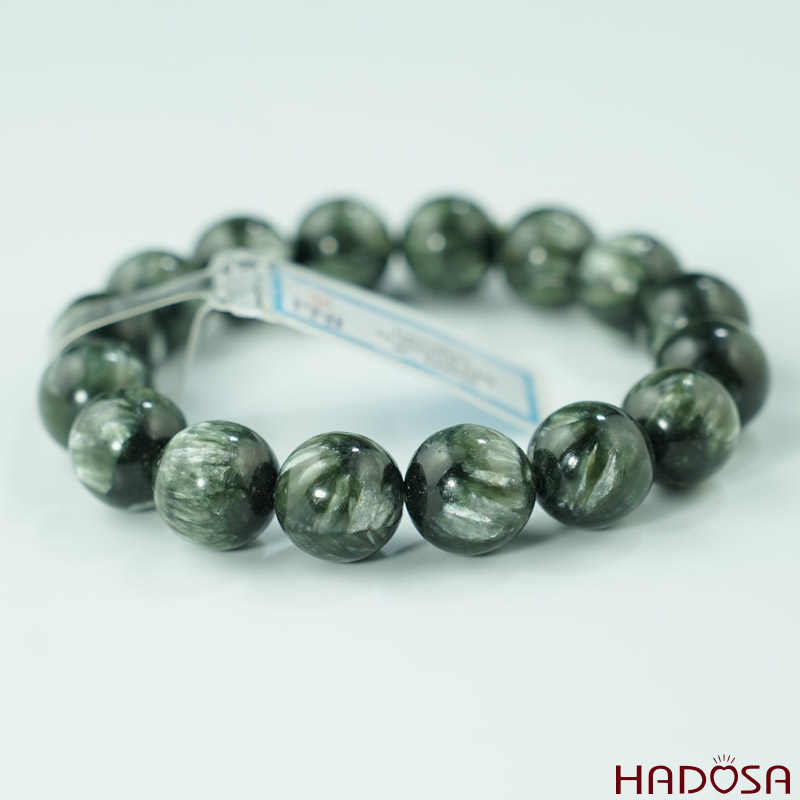 Vòng tay đá Mắt Rồng xanh 14mm 5A