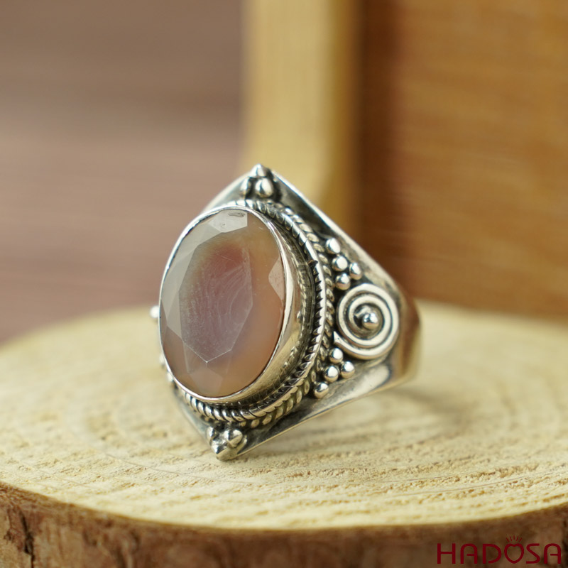 Nhẫn nữ đá Carnelian bạc 925 cao cấp