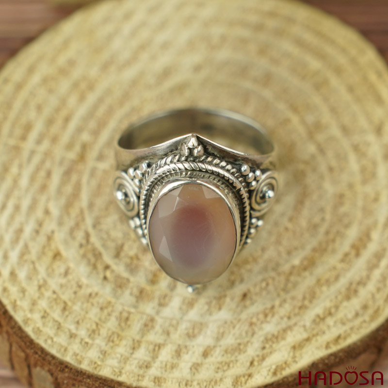 Nhẫn nữ đá Carnelian bạc 925 cao cấp