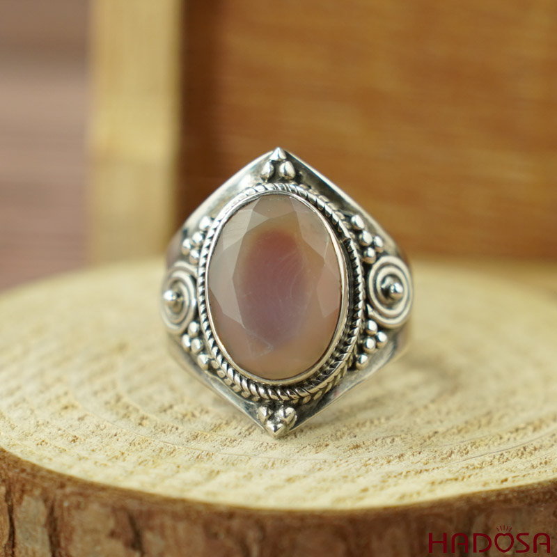 Nhẫn nữ đá Carnelian bạc 925 cao cấp