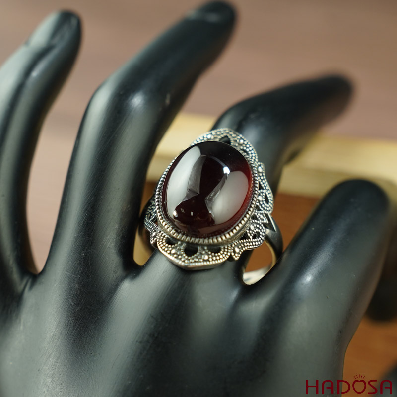 Nhẫn đá Garnet bạc 925