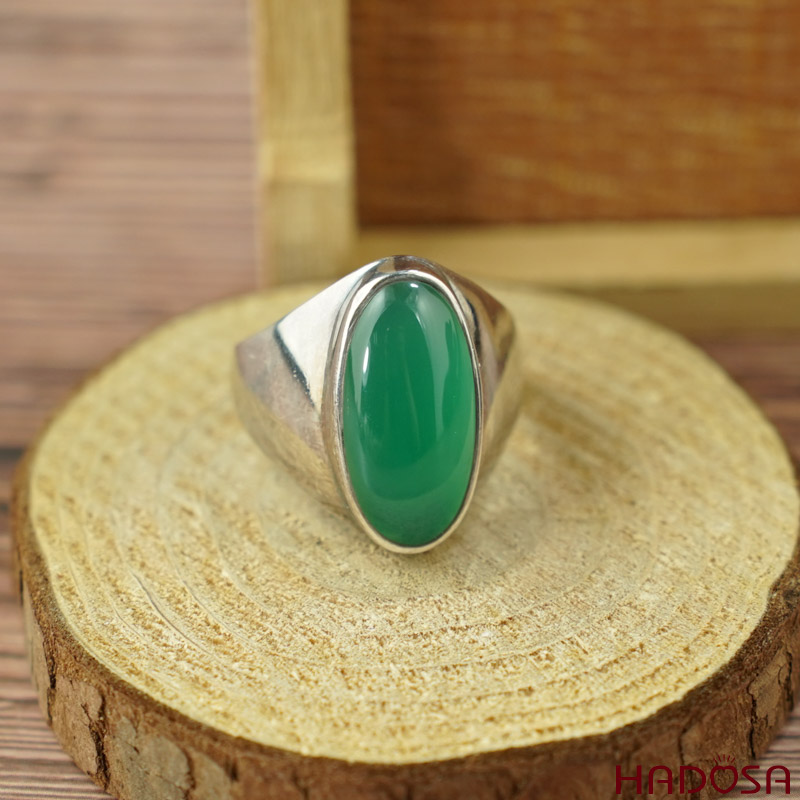 Nhẫn đá Onyx xanh bạc 925 cao cấp