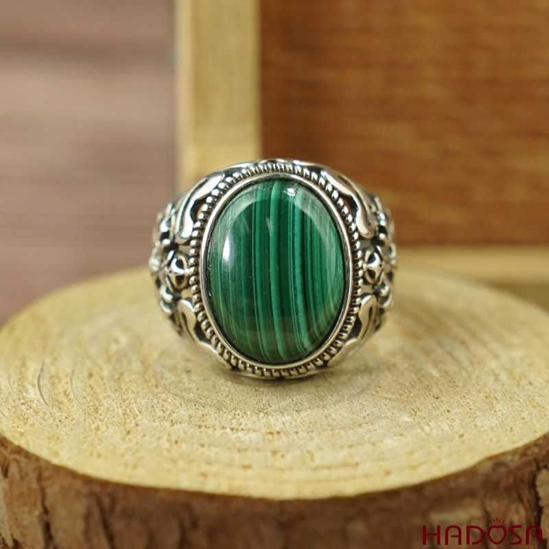 Nhẫn bạc 925 đá Lông Công 12*16mm