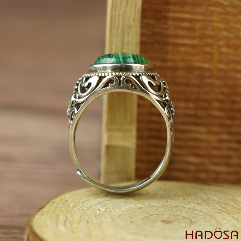 Nhẫn bạc 925 đá Lông Công 12*16mm