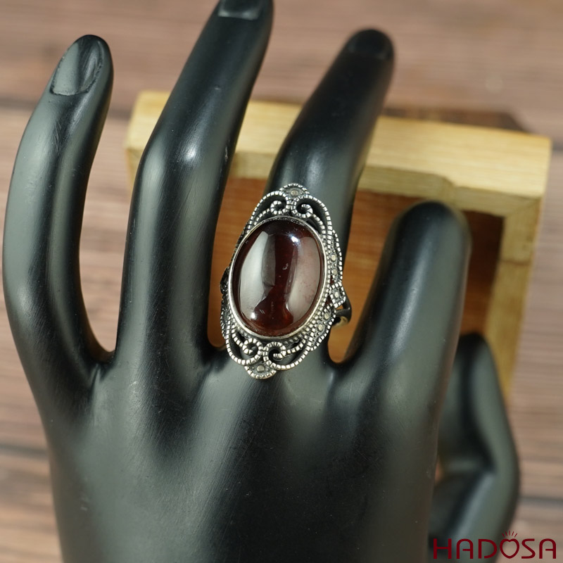 Nhẫn đá Garnet bạc 925