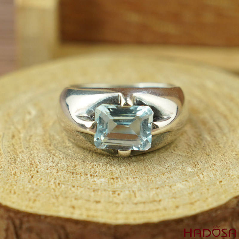 Nhẫn nữ đá Topaz bạc 925 cao cấp size 13