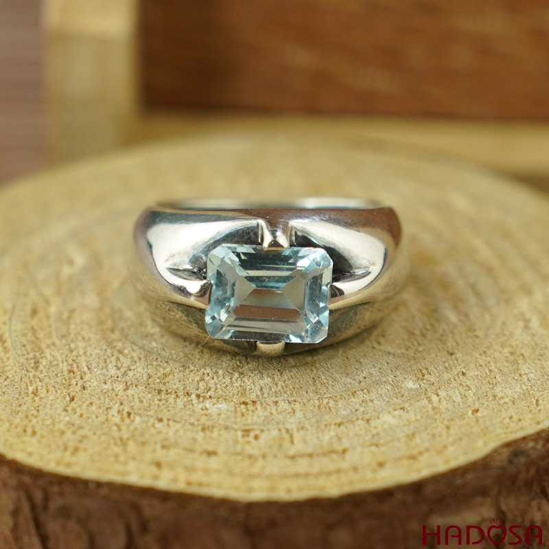 Nhẫn nữ đá Topaz bạc 925 cao cấp size 13