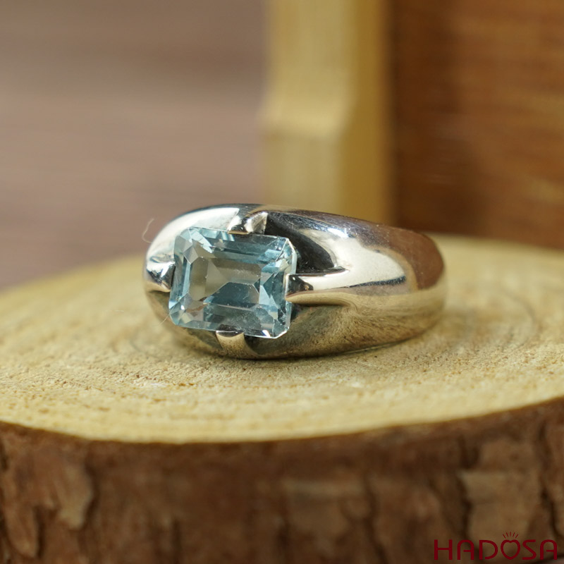 Nhẫn nữ đá Topaz bạc 925 cao cấp size 13