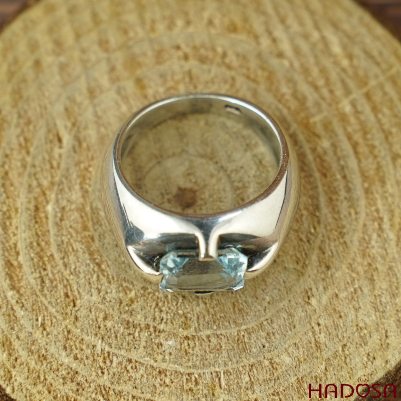 Nhẫn nữ đá Topaz bạc 925 cao cấp size 13