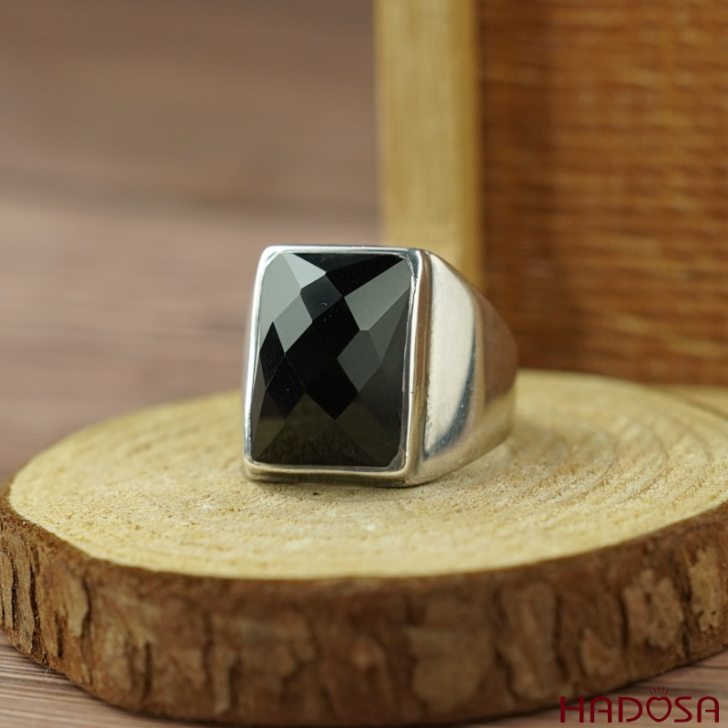 Nhẫn đá Onyx đen cao cấp bạc 925