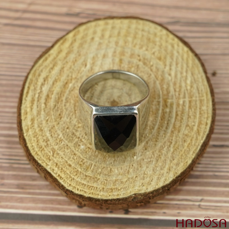 Nhẫn đá Onyx đen cao cấp bạc 925