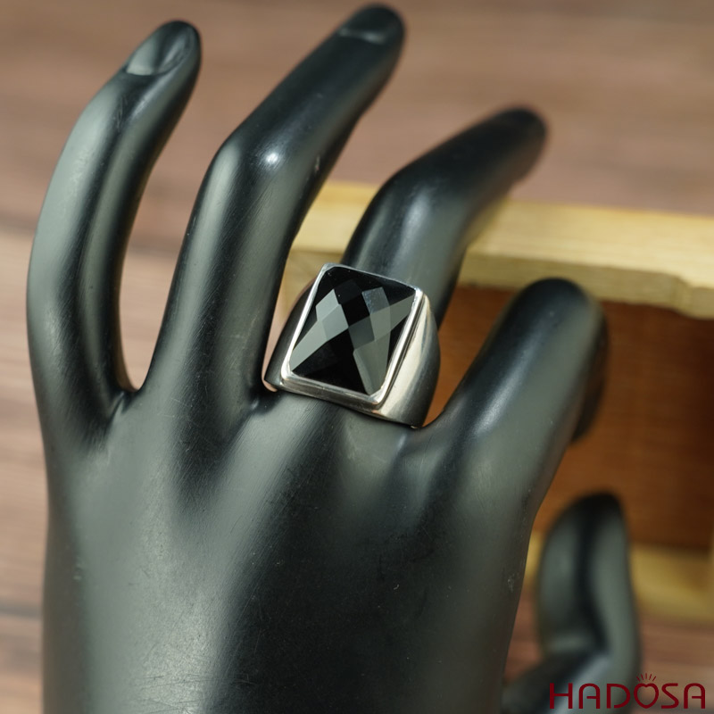 Nhẫn đá Onyx đen cao cấp bạc 925