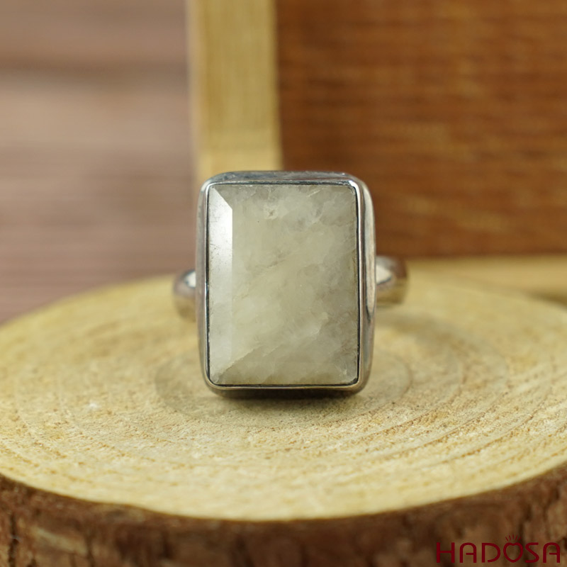 Nhẫn đá Mặt trăng bạc 925 cao cấp size 12