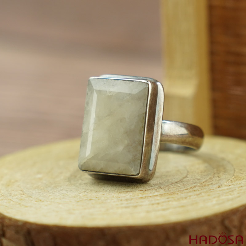 Nhẫn đá Mặt trăng bạc 925 cao cấp size 12