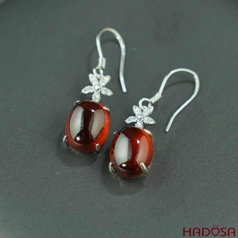 Bông tai Garnet bạc 925