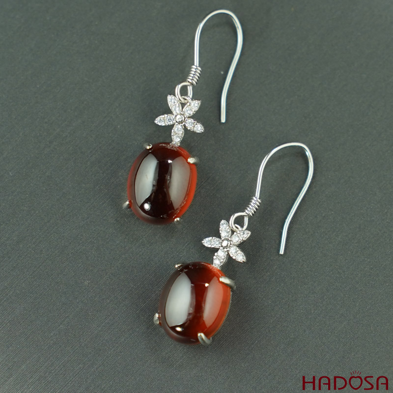 Bông tai Garnet bạc 925