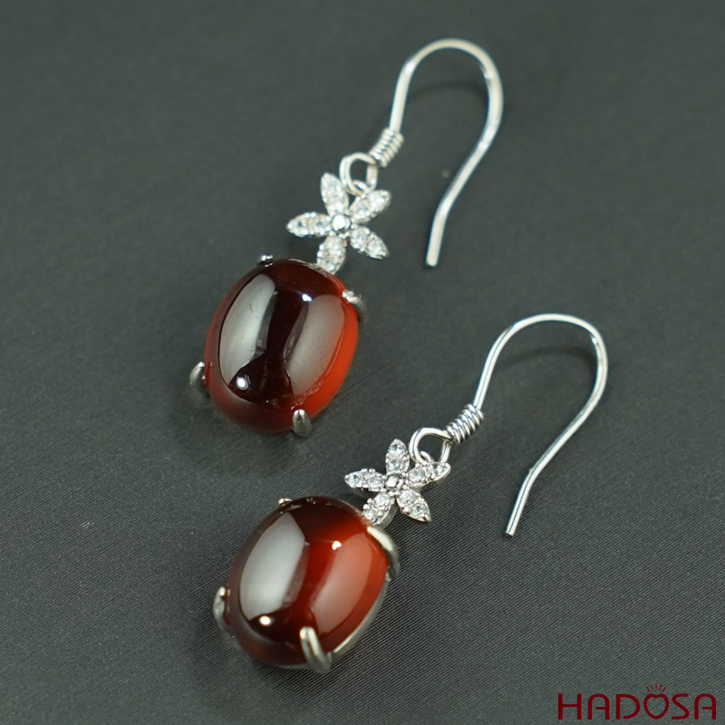 Bông tai Garnet bạc 925