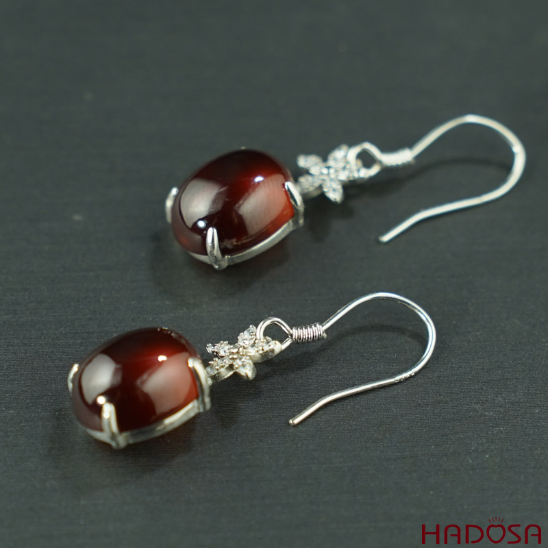 Bông tai Garnet bạc 925