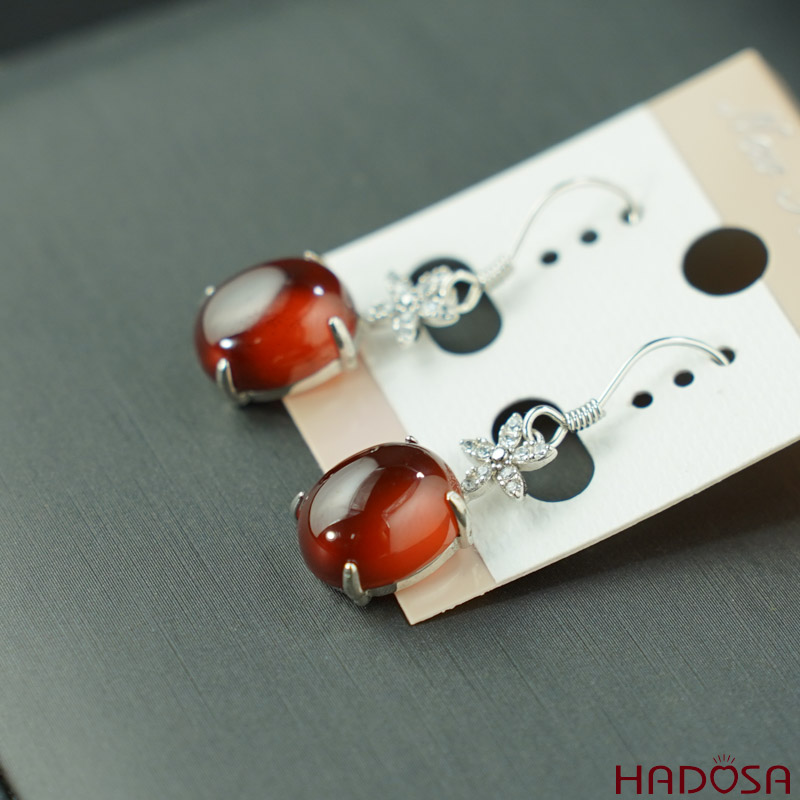 Bông tai Garnet bạc 925