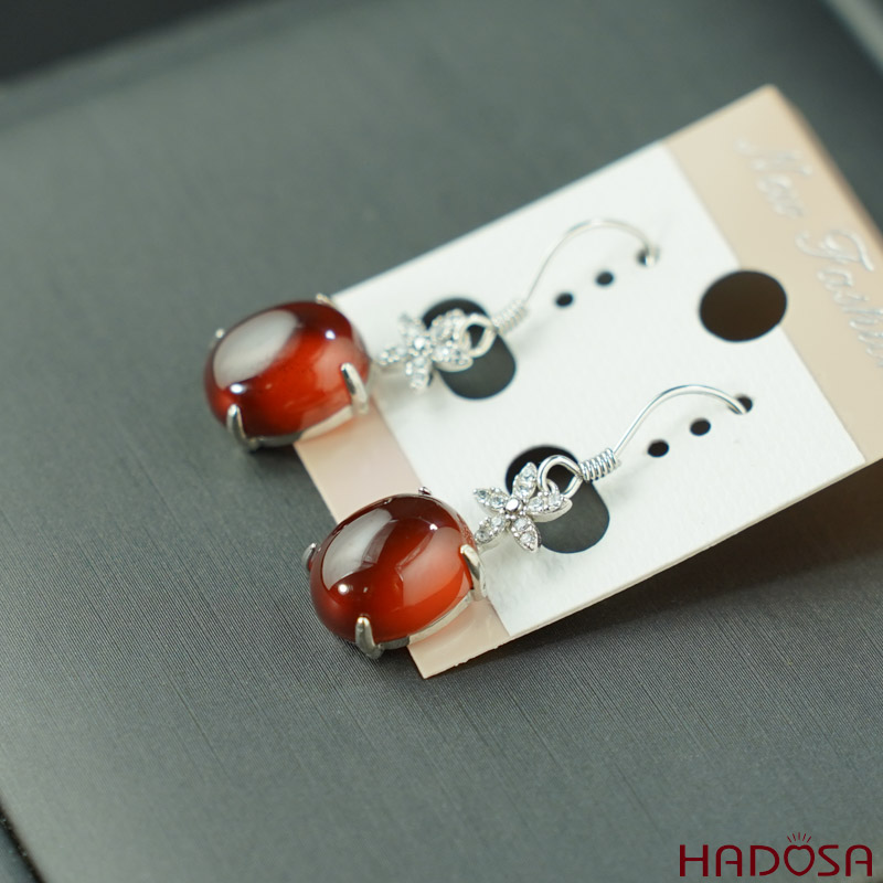 Bông tai Garnet bạc 925