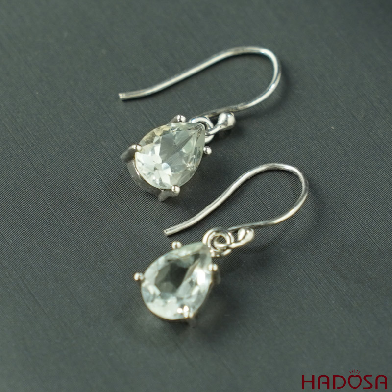 Hoa tai Thạch anh xanh bạc 925