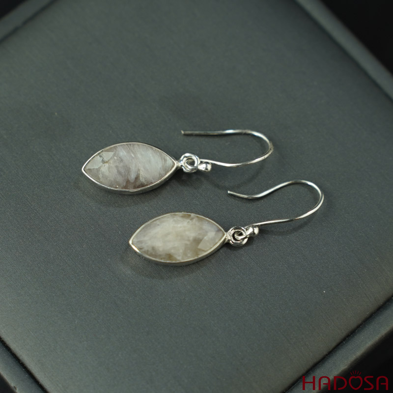 Hoa tai đá Sappire  bạc 925 cao cấp