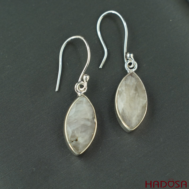 Hoa tai đá Sappire  bạc 925 cao cấp