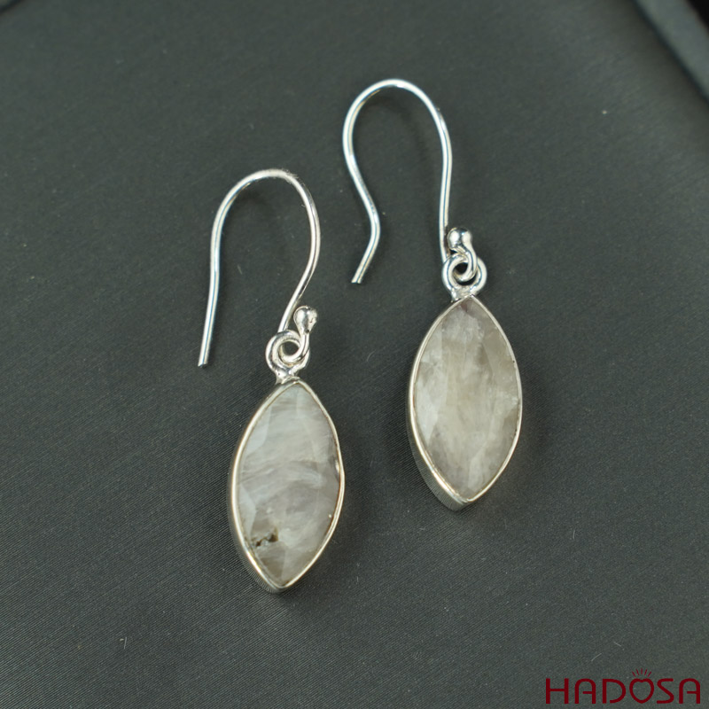 Hoa tai đá Sappire  bạc 925 cao cấp