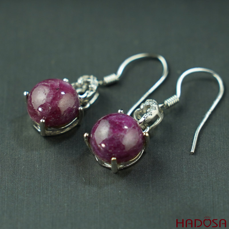 Bông tai Ruby Nam Phi bạc 925