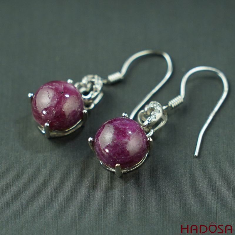 Bông tai Ruby Nam Phi bạc 925