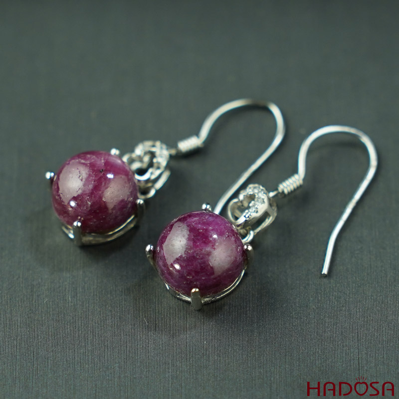 Bông tai Ruby Nam Phi bạc 925