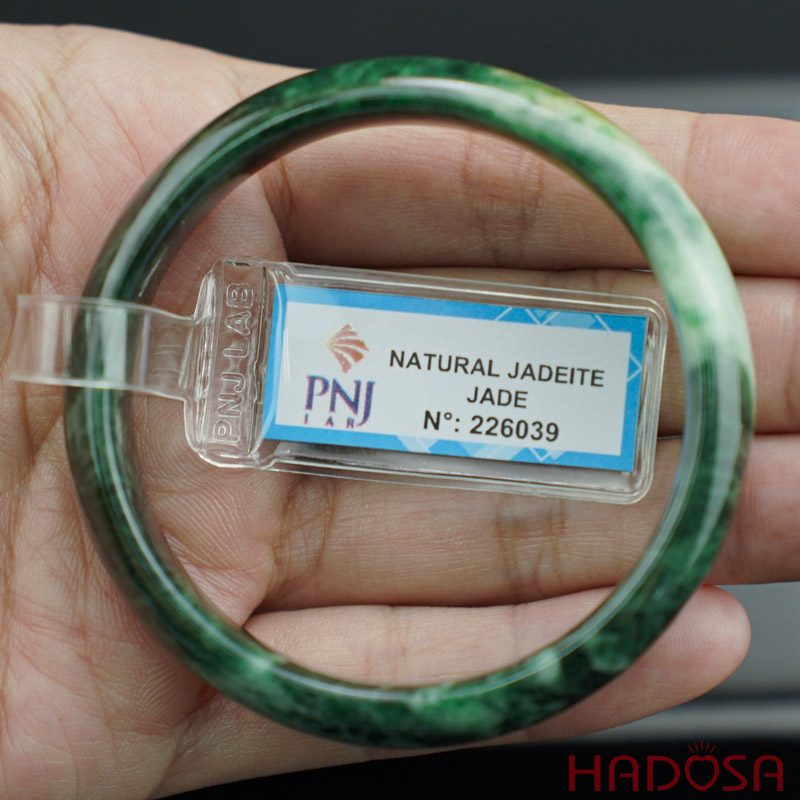 Vòng Ngọc Cẩm Thạch lá hẹ xanh lí đậm ni 50