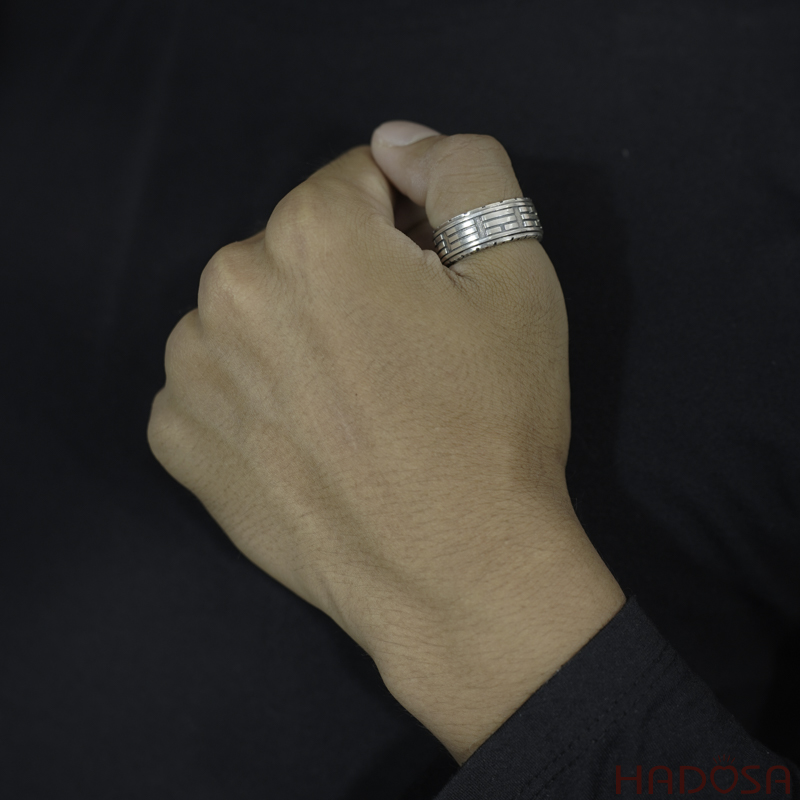 Nhẫn bạc nam Bát Quái bạc Thái