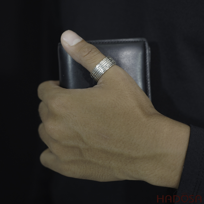 Nhẫn bạc nam Bát Quái bạc Thái